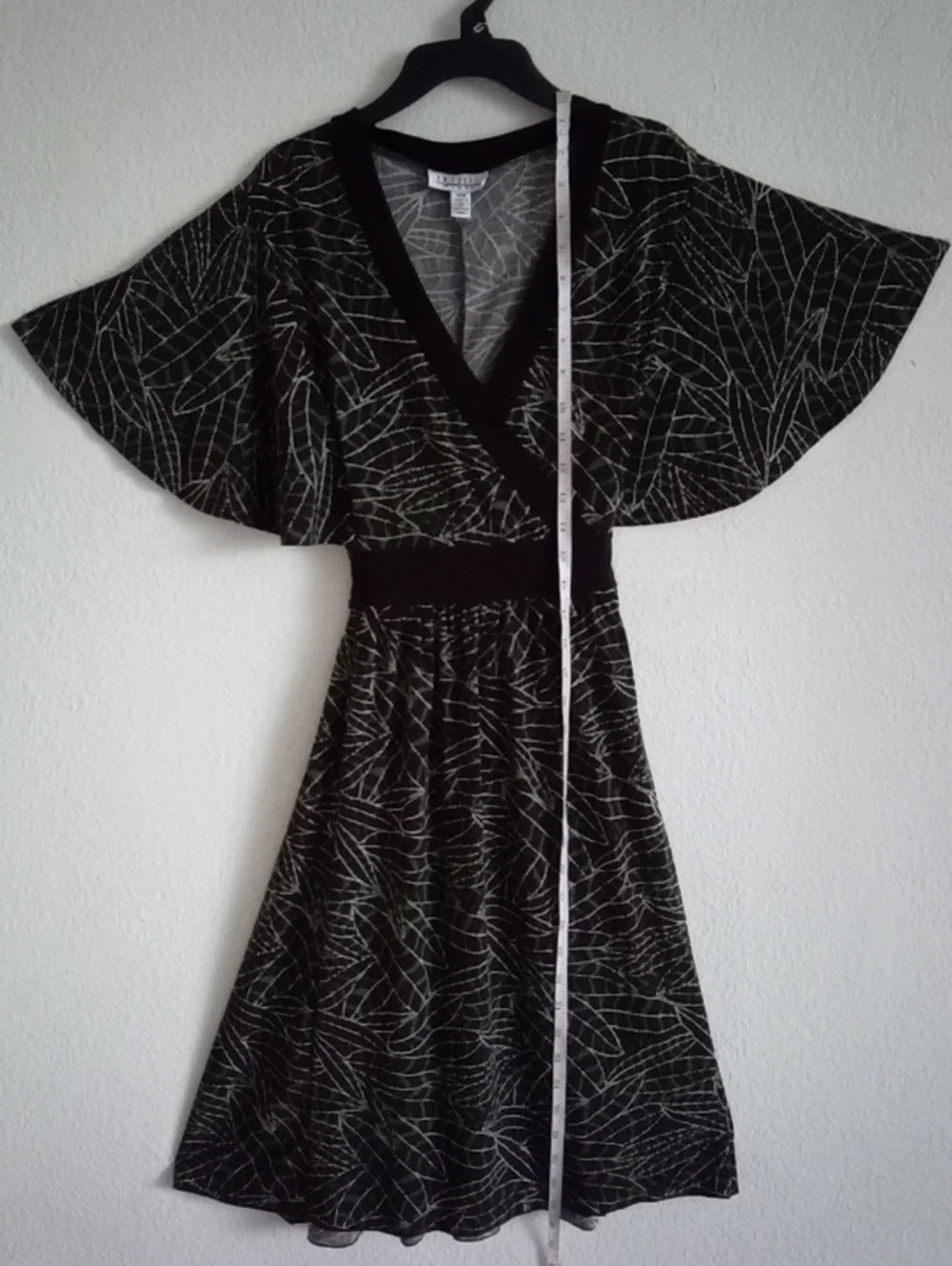 Enfocus Studio Black Dress with White Leaf Print